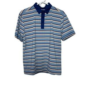 Mizzen Main Polo Shirt Men's Medium Blue Stripes Golf Short Sleeves